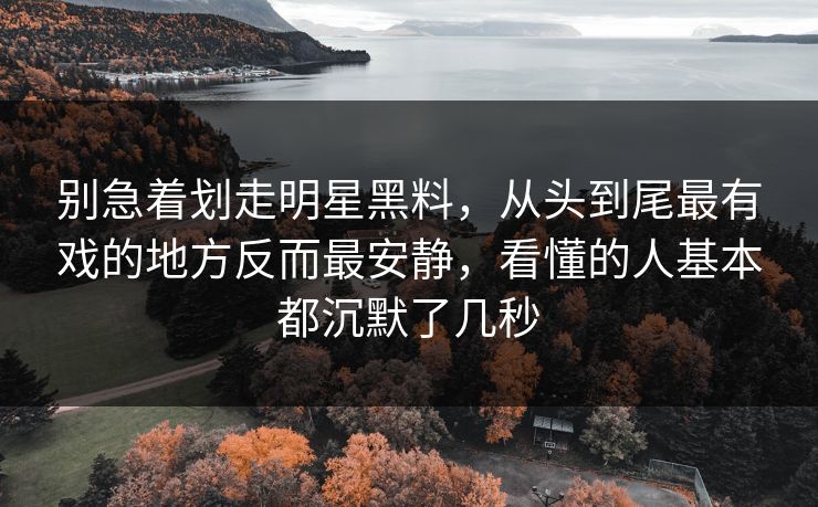 别急着划走明星黑料，从头到尾最有戏的地方反而最安静，看懂的人基本都沉默了几秒