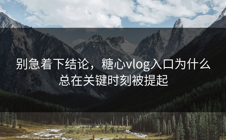别急着下结论，糖心vlog入口为什么总在关键时刻被提起