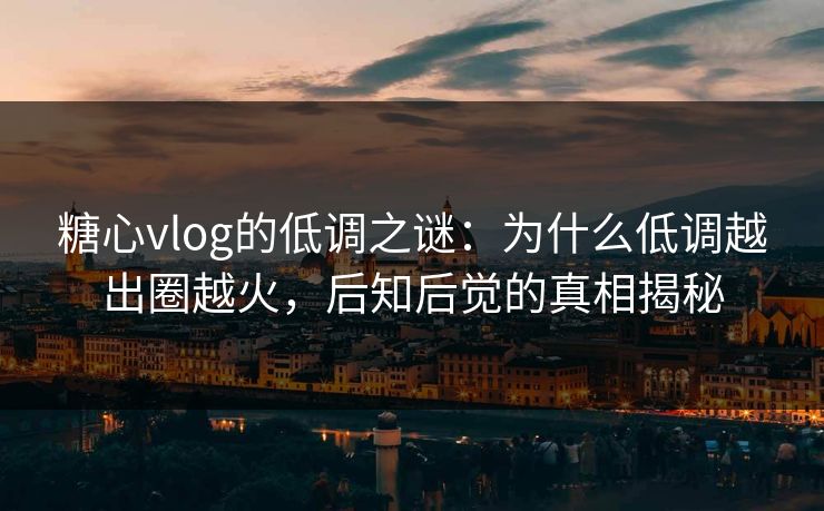 糖心vlog的低调之谜：为什么低调越出圈越火，后知后觉的真相揭秘