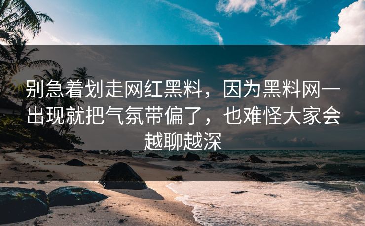 别急着划走网红黑料，因为黑料网一出现就把气氛带偏了，也难怪大家会越聊越深