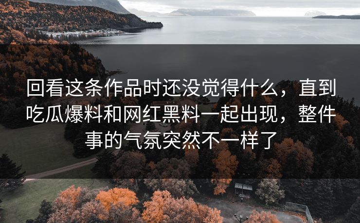 回看这条作品时还没觉得什么，直到吃瓜爆料和网红黑料一起出现，整件事的气氛突然不一样了