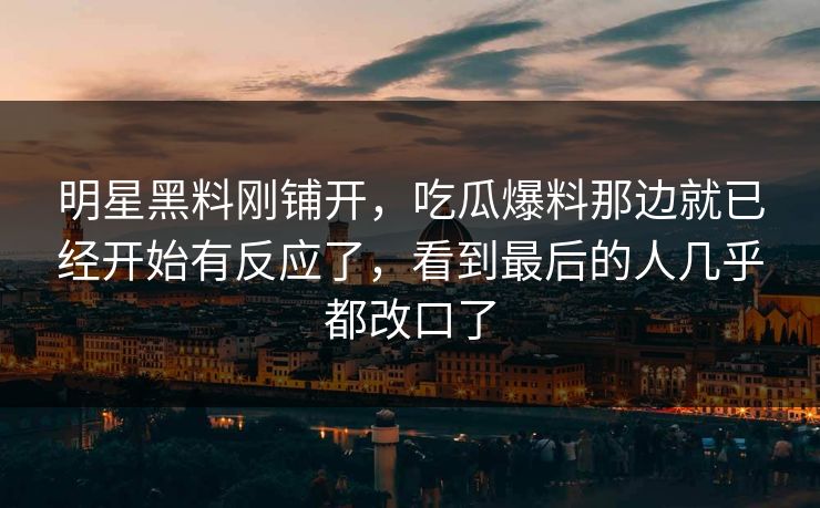 明星黑料刚铺开，吃瓜爆料那边就已经开始有反应了，看到最后的人几乎都改口了