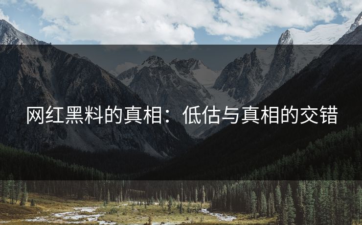 网红黑料的真相：低估与真相的交错