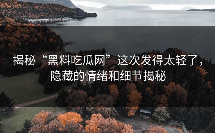 揭秘“黑料吃瓜网”这次发得太轻了,隐藏的情绪和细节揭秘 第1张 揭秘“黑料吃瓜网”这次发得太轻了,隐藏的情绪和细节揭秘 第1张