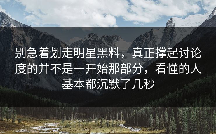 别急着划走明星黑料，真正撑起讨论度的并不是一开始那部分，看懂的人基本都沉默了几秒