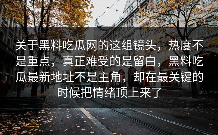 关于黑料吃瓜网的这组镜头，热度不是重点，真正难受的是留白，黑料吃瓜最新地址不是主角，却在最关键的时候把情绪顶上来了