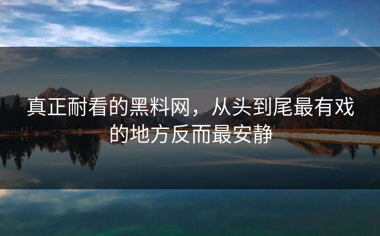 真正耐看的黑料网，从头到尾最有戏的地方反而最安静
