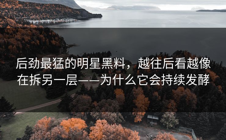 后劲最猛的明星黑料，越往后看越像在拆另一层——为什么它会持续发酵